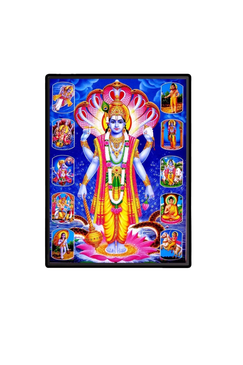 Vishnu Dashavathar Laminated Photo - 5x7 Inches, Divine Blessings for Home & Office and Temple Decoration