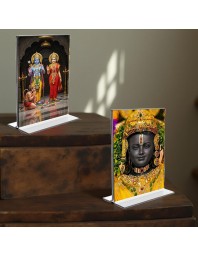 Sri Ram & Ram Lalla Acrylic T-Style Photo Stand - 5x7 Inches, Compact and Stylish Spiritual Display, easily change 2 photos (Pack of 1)