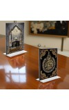 Islamic Allah & Mecca Madina Acrylic T-Style Photo Stand - 7x9 Inches, Compact and Stylish Spiritual Display, easily change 2 photos (Pack of 1)
