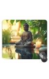 Customized Serene Buddha Picture Sublimation Mouse Pad | 8 X 7.5 Inch | Smooth Cloth Surface | Non-Slip Rubber Base | Personalized Mousepad for Laptop & Desktop (F16976)