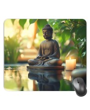 Customized Serene Buddha Picture Sublimation Mouse Pad | 8 X 7.5 Inch | Smooth Cloth Surface | Non-Slip Rubber Base | Personalized Mousepad for Laptop & Desktop (F16976)