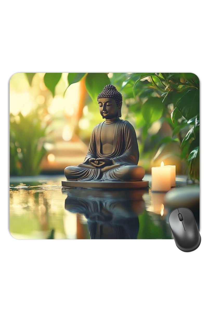 Customized Serene Buddha Picture Sublimation Mouse Pad | 8 X 7.5 Inch | Smooth Cloth Surface | Non-Slip Rubber Base | Personalized Mousepad for Laptop & Desktop (F16976)