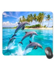 Customized Beautiful Dolphins Picture Sublimation Mouse Pad | 8 X 7.5 Inch | Smooth Cloth Surface | Non-Slip Rubber Base | Personalized Mousepad for Laptop & Desktop (F17161)