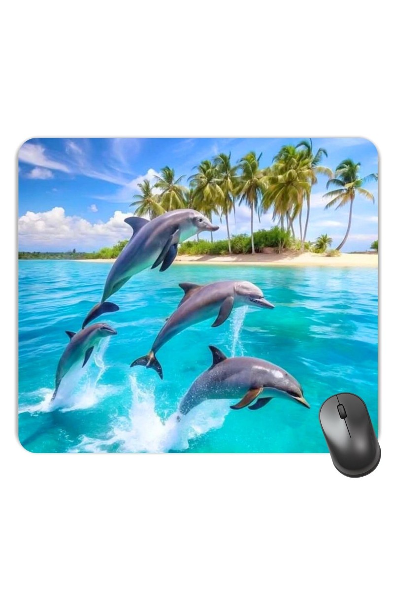 Customized Beautiful Dolphins Picture Sublimation Mouse Pad | 8 X 7.5 Inch | Smooth Cloth Surface | Non-Slip Rubber Base | Personalized Mousepad for Laptop & Desktop (F17161)
