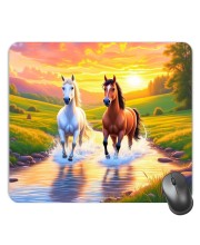 Customized Beautiful Horses Picture Sublimation Mouse Pad | 8 X 7.5 Inch | Smooth Cloth Surface | Non-Slip Rubber Base | Personalized Mousepad for Laptop & Desktop (F17319)