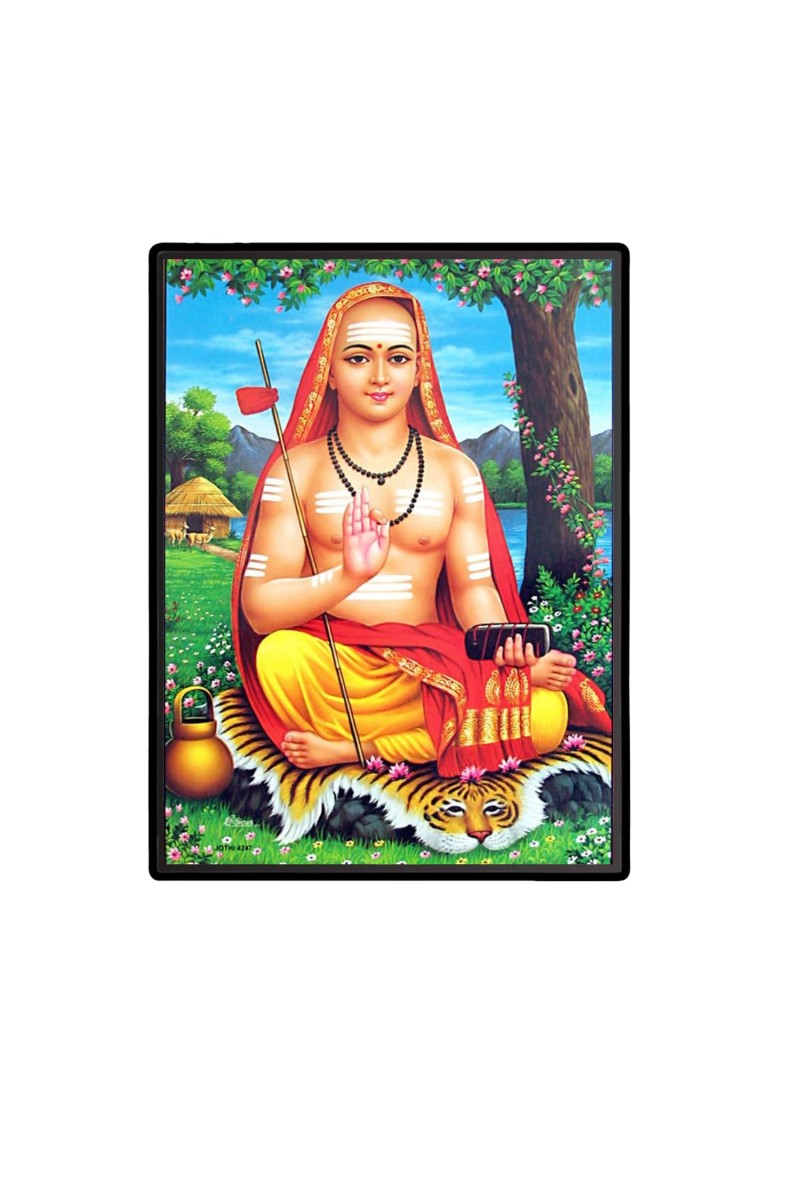 Adi Shankaracharya Laminated Photo - 7x9 Inches, Divine Blessings for Home & Office and Temple Decoration