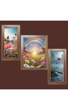 3-Pack Elegant Rainbow view Photo Frames - 2 Pieces 8x15 Inch & 1 Piece 12x15 Inch - Rustic Wall Art for Home & Office Decor - Botanical Wall Hanging for Living Room, Bedroom, or Workspace