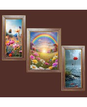 3-Pack Elegant Rainbow view Photo Frames - 2 Pieces 6x13 Inch & 1 Piece 10x13 Inch - Rustic Wall Art for Home & Office Decor - Botanical Wall Hanging for Living Room, Bedroom, or Workspace