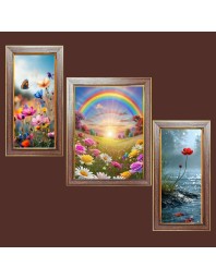 3-Pack Elegant Rainbow view Photo Frames - 2 Pieces 10x17 Inch & 1 Piece 14x17 Inch - Rustic Wall Art for Home & Office Decor - Botanical Wall Hanging for Living Room, Bedroom, or Workspace