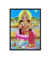 Maa Lakshmi Laminated Photo (7x9 Inches) Divine Blessings for Home & Office and Temple Decoration
