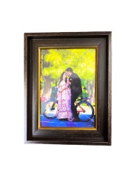 Classic Dark Brown Photo Frame with Golden Inner Border for Home & Office Décor | Wall Mount & Tabletop Display | Premium Synthetic Wood Finish Picture Frame (Dark Brown, 9.3x7.3)