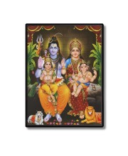 Shiva Family Laminated Photo - 7x9 Inches, Divine Blessings for Home & Office and Temple Decoration