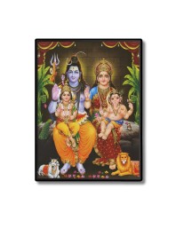 Shiva Family Laminated Photo - 7x9 Inches, Divine Blessings for Home & Office and Temple Decoration