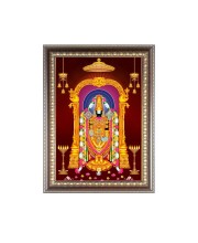 Lord Tirupati Balaji Venkateswara Photo Frame - 10x14 Inches, Brown Wooden Frame for Home, Office & Temple Decoration