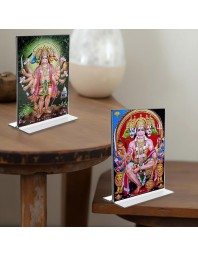 Panchmukhi Hanuman Acrylic T-Style Photo Stand - 9x11 Inches, Compact and Stylish Spiritual Display, easily change 2 photos (Pack of 1)