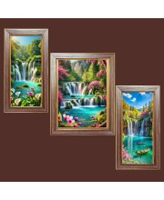 3-Pack Best waterfall view Photo Frames - 2 Pieces 14x21 Inch & 1 Piece 18x21 Inch - Rustic Wall Art for Home & Office Decor - Botanical Wall Hanging for Living Room, Bedroom, or Workspace