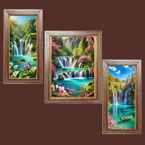 3-Pack Best waterfall view Photo Frames - 2 Pieces 6x13 Inch & 1 Piece 10x13 Inch - Rustic Wall Art for Home & Office Decor - Botanical Wall Hanging for Living Room, Bedroom, or Workspace