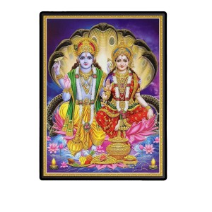 Vishnu & Lakshmi Laminated Photo - 13x15 Inches, Divine Blessings for Home & Office and Temple Decoration