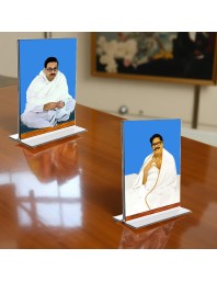 Sri Sri Thakur Anukul Chandra Thakur & Sri Baroda Acrylic T-Style Photo Stand - 11x13 Inches, Compact and Stylish Spiritual Display, easily change 2 photos (Pack of 1)