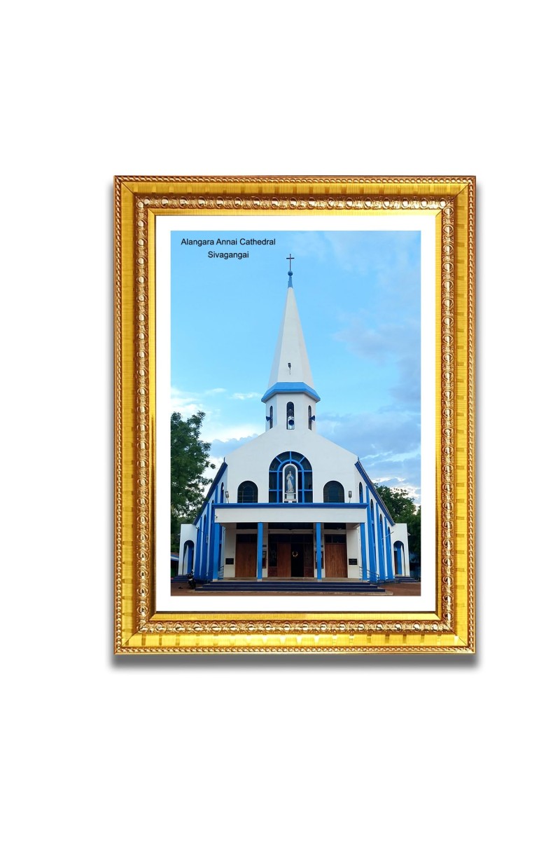 Alangara Annai Cathedral Church Photo Frame, Beautiful Elegant Framed Wall Art of Iconic Cathedral