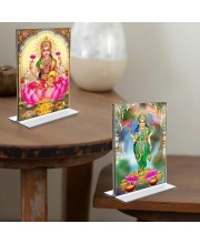 Debi Lakshmi Acrylic T-Style Photo Stand - 11x13 Inches, Compact and Stylish Spiritual Display, easily change 2 photos (Pack of 1)