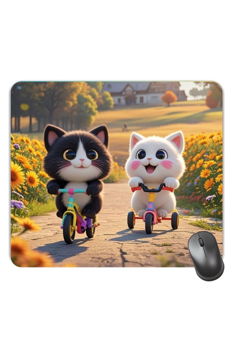 Customized Cute Cats Picture Sublimation Mouse Pad | 8 X 7.5 Inch | Smooth Cloth Surface | Non-Slip Rubber Base | Personalized Mousepad for Laptop & Desktop (F17458)