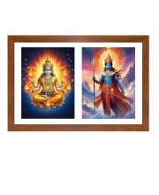 Agni deva and indra Photo Frame - 13x17Inches - Spiritual Artwork for Home Decor, Puja Room and Office Decoration