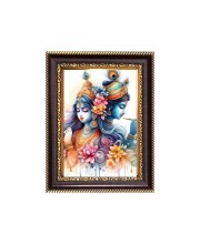 Sri Krishna With Radha Artistic Digital Print Photo 6.7x8.7 inches - Vibrant Religious Wall Art for Home or Office Decor.