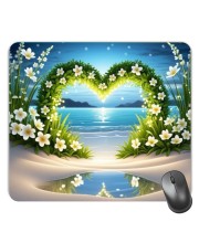 Customized Heart Flower Symbol Picture Sublimation Mouse Pad | 8 X 7.5 Inch | Smooth Cloth Surface | Non-Slip Rubber Base | Personalized Mousepad for Laptop & Desktop (F17449)