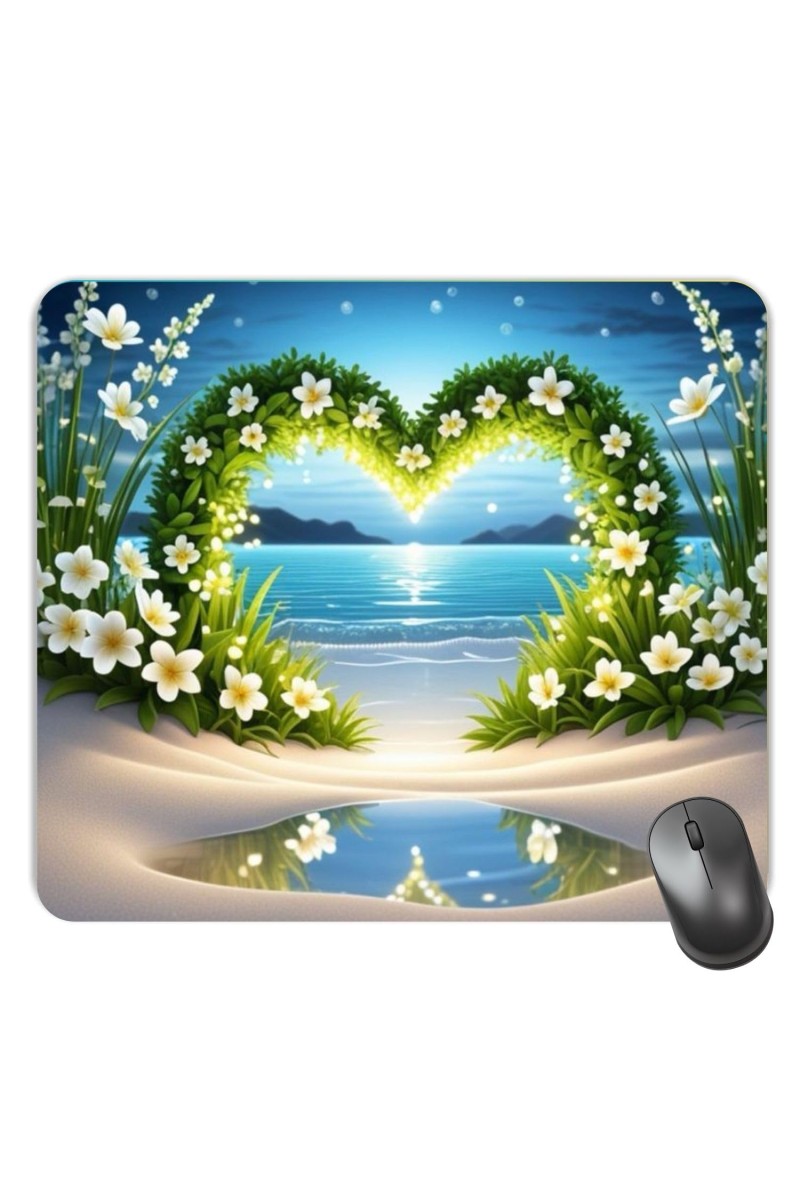 Customized Heart Flower Symbol Picture Sublimation Mouse Pad | 8 X 7.5 Inch | Smooth Cloth Surface | Non-Slip Rubber Base | Personalized Mousepad for Laptop & Desktop (F17449)