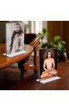Car Desk/Table Top Sri Sri Yogananda & Mahavatar Babaji Acrylic T-Style Photo Stand - 2.5x3.5 Inches, Compact and Stylish Spiritual Display, easily change 2 photos (Pack of 1)