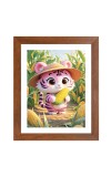 AI Funny Cute Baby Tiger Art Picture for Kids - 12x16 inches, Brown Color - Perfect Wall Decor for Children's Room