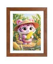 AI Funny Cute Baby Tiger Art Picture for Kids - 14x18 inches, Brown Color - Perfect Wall Decor for Children's Room