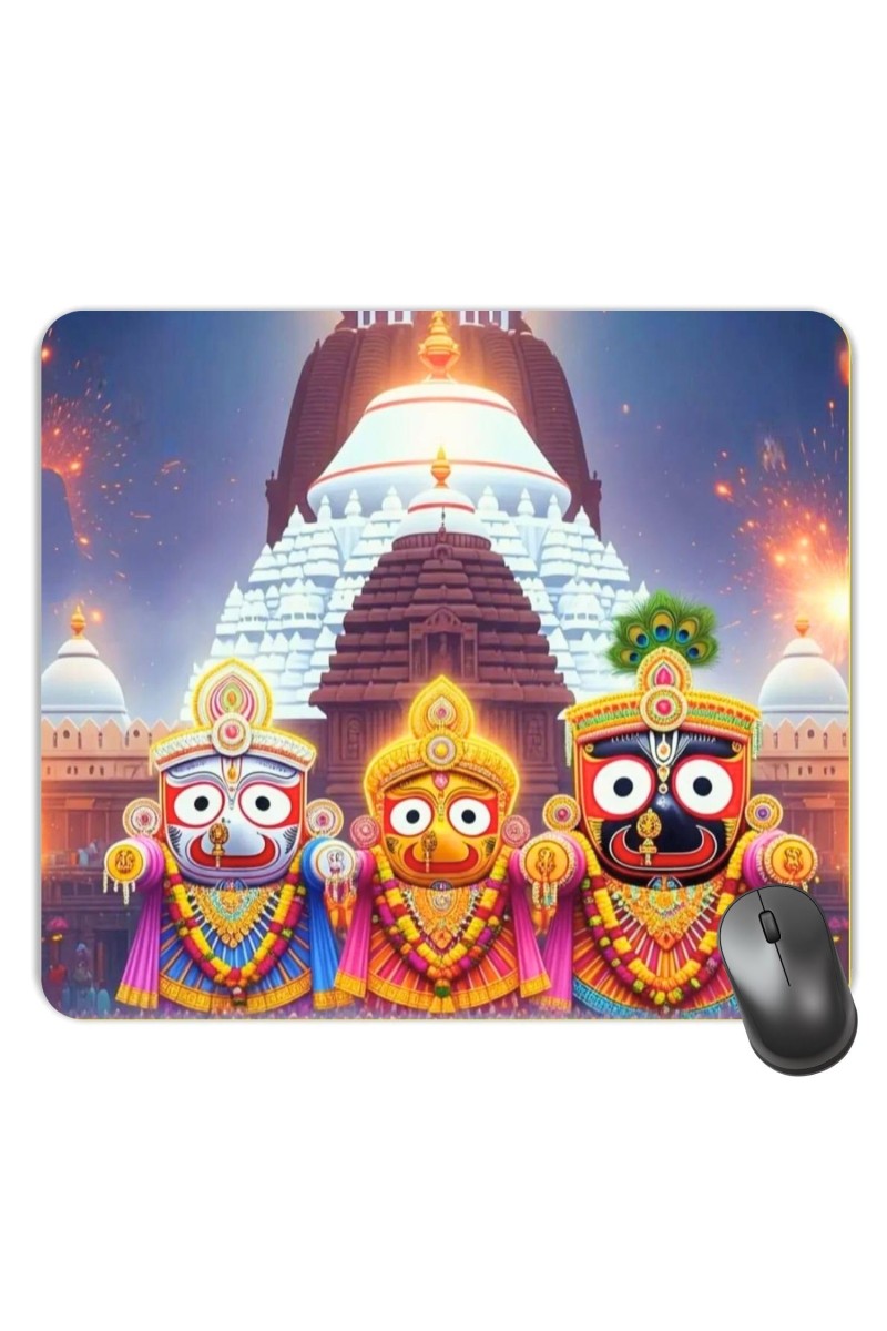 Customized Lord Jagannath Picture Sublimation Mouse Pad | 8 X 7.5 Inch | Smooth Cloth Surface | Non-Slip Rubber Base | Personalized Mousepad for Laptop & Desktop (F17301)