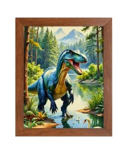AI Funny Dinosaurs Art Picture for Kids - 10x14 inches, Brown Color - Perfect Wall Decor for Children's Room