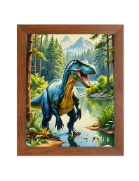 AI Funny Dinosaurs Art Picture for Kids - 14x18 inches, Brown Color - Perfect Wall Decor for Children's Room
