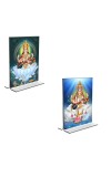 Car Desk/Table Top Maa Saraswati Acrylic T-Style Photo Stand - 2.5x3.5 Inches, Compact and Stylish Spiritual Display, easily change 2 photos (Pack of 1)