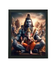 Hitech Sales Lord Shiva and Ganesh Ji Polystyrene Photo Frame for Pooja Room, Temple Decor, Home Decoration and Gifting (Wall and Tabletop, Rectangular, Printed Photo, 7.12 x 9.12 inches Frame, Black)
