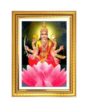Dhaairya lakshmi Photo Frame - 10x14 Inches, Brown Wooden Frame for Home, Office & Temple Decoration