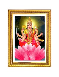 Dhaairya lakshmi Photo Frame - 10x14 Inches, Brown Wooden Frame for Home, Office & Temple Decoration