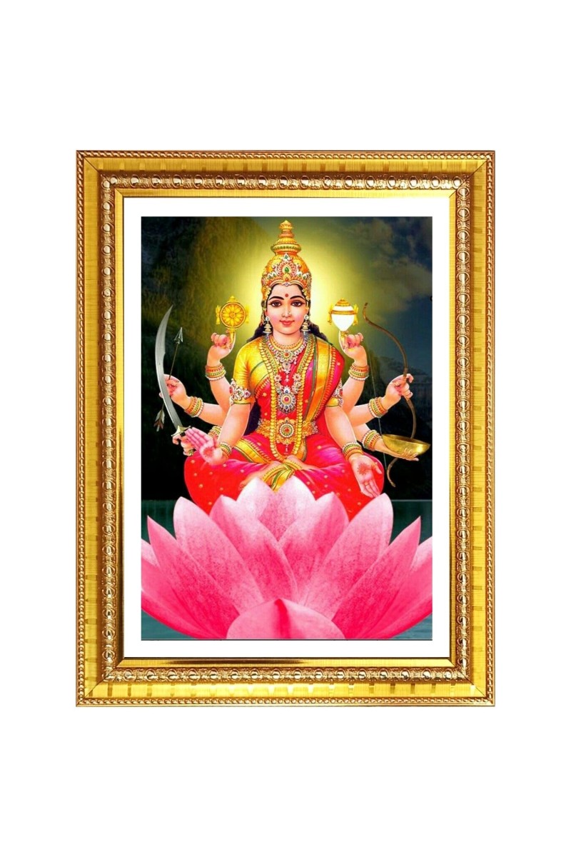 Dhaairya lakshmi Photo Frame - 10x14 Inches, Brown Wooden Frame for Home, Office & Temple Decoration