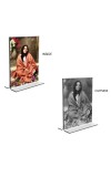 Debi Anandamayee Acrylic T-Style Photo Stand - 5x7 Inches, Compact and Stylish Spiritual Display, easily change 2 photos (Pack of 1)
