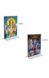 Lord Narayan & Lord Shiva Acrylic T-Style Photo Stand, Compact and Stylish Spiritual Display, easily change 2 photos (Pack of 1)