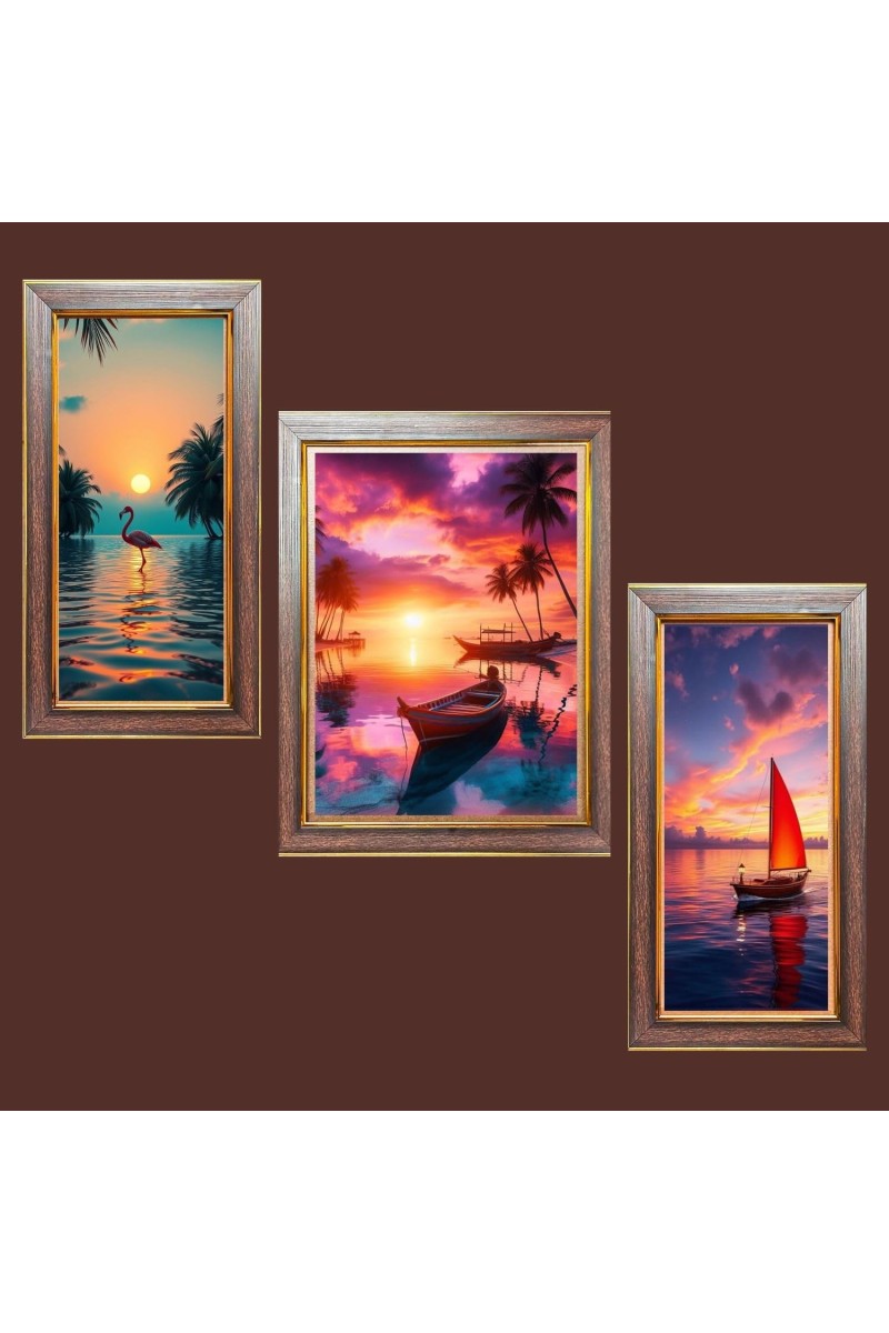 3-Pack Sails in the Windâ€™s Embrace Photo Frames - 2 Pieces 12x19 Inch & 1 Piece 16x19 Inch - Rustic Wall Art for Home & Office Decor - Botanical Wall Hanging for Living Room, Bedroom, or Works