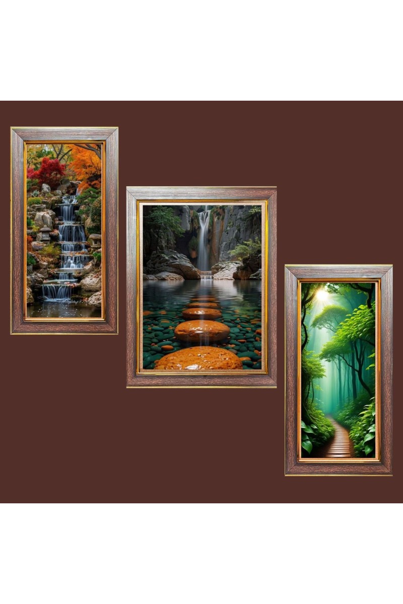 3-Pack Exploring Untouched Landscapes Photo Frames - 2 Pieces 8x15 Inch & 1 Piece 12x15 Inch - Rustic Wall Art for Home & Office Decor - Botanical Wall Hanging for Living Room, Bedroom, or Works