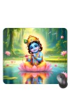 Customized Lord Krishna Picture Sublimation Mouse Pad | 8 X 7.5 Inch | Smooth Cloth Surface | Non-Slip Rubber Base | Personalized Mousepad for Laptop & Desktop (F17121)