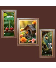 3-Pack The Birdâ€™s Eye View Photo Frames - 2 Pieces 10x17 Inch & 1 Piece 14x17 Inch - Rustic Wall Art for Home & Office Decor - Botanical Wall Hanging for Living Room, Bedroom, or Workspace