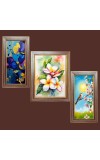 3-Pack Majestic flower painting Photo Frames - 2 Pieces 8x15 Inch & 1 Piece 12x15 Inch - Rustic Wall Art for Home & Office Decor - Botanical Wall Hanging for Living Room, Bedroom, or Workspace