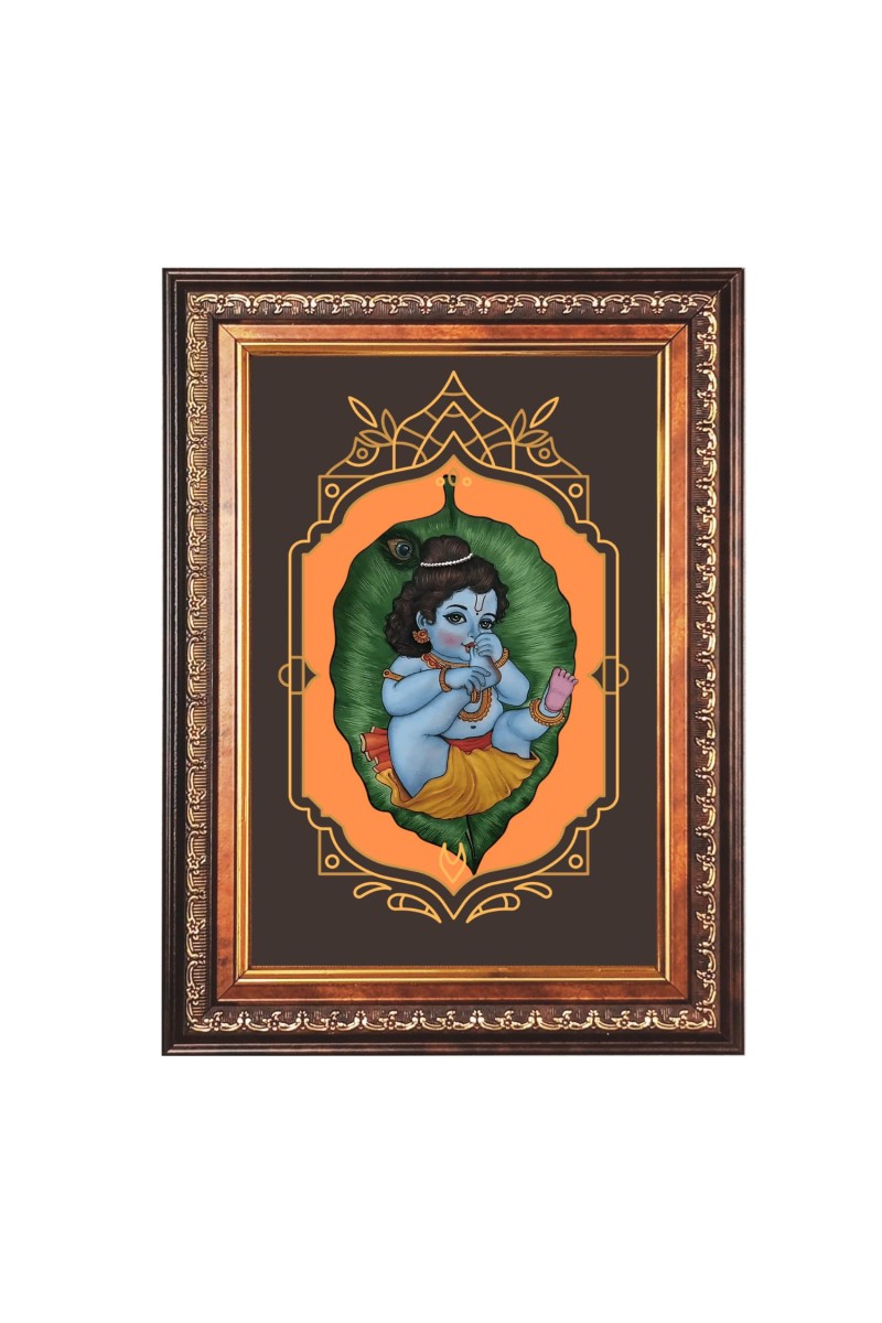 Sri Krishna Color Photo 10x14 Inch - Vibrant Religious Wall Art for Home or Office Decor.