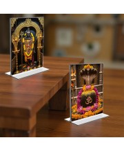Lord Shiva & Shiva Lingam Acrylic T-Style Photo Stand - 11x13 Inches, Compact and Stylish Spiritual Display, easily change 2 photos (Pack of 1)